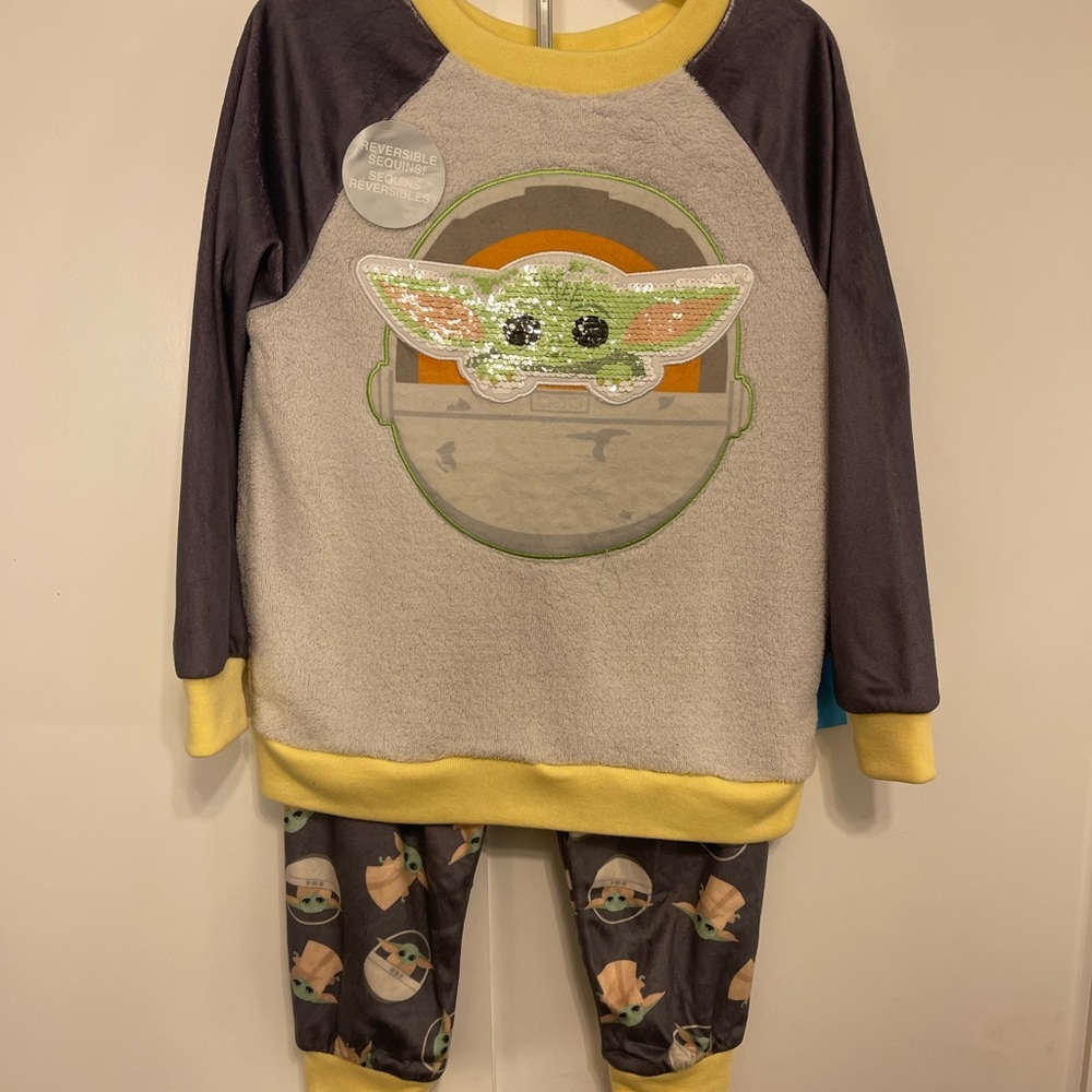 Disney Baby Yoda Fleece Reversible Sequin Pajamas